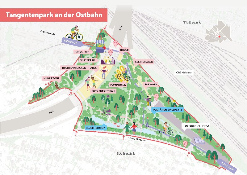 Landschaftskarte Tangentenpark an der Ostbahn