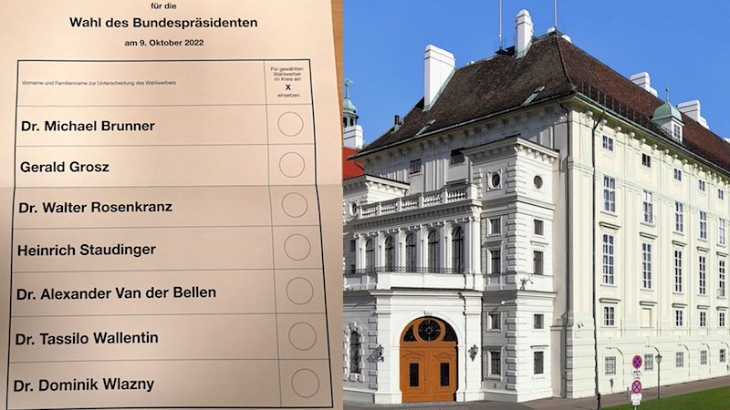 Wahlzettel Bundespräsidentenwahl 2022 Wahlzettel und Hofburg Wien